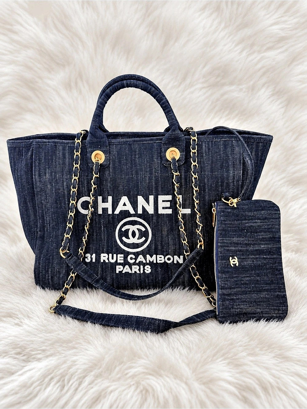 Fashion Bag Denim 31 Rue Cambon Shopping Tote Bag Blue